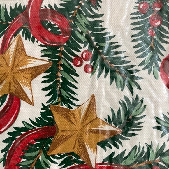 Two Vintage 52" x 52" Plastic Christmas Holiday Tablecloths Unopened - Picture 3 of 3